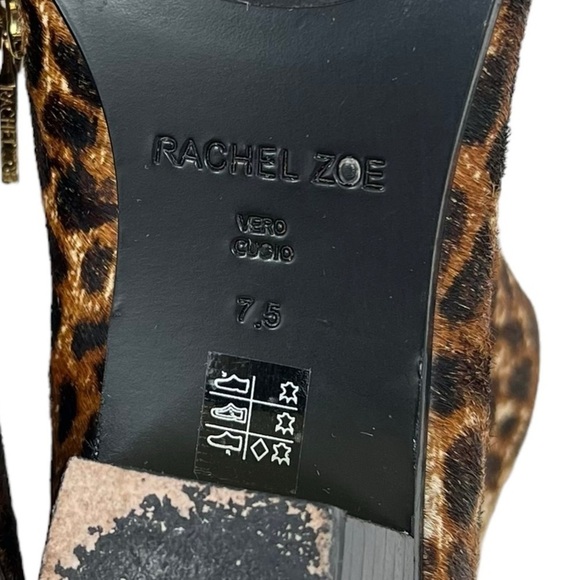Rachel Zoe Leopard Print Calf Hair Leather Low Heel Ankle Booties Boots Size 7.5 - Picture 12 of 16